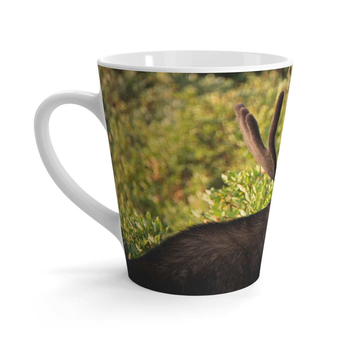 Bull Moose Antlers Latte Mug | Wildlife Photography, Nature Coffee Cup