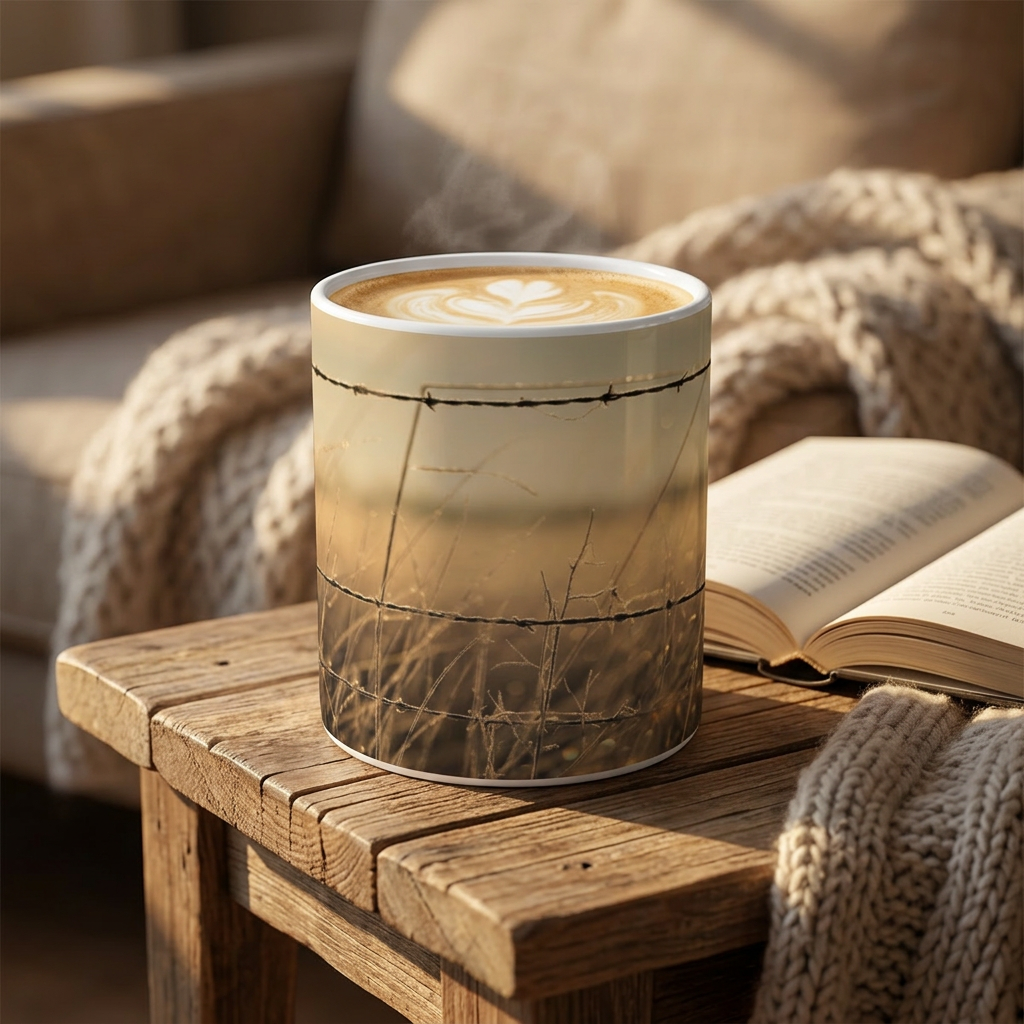 Latte Mug - Western Barbed Wire Design