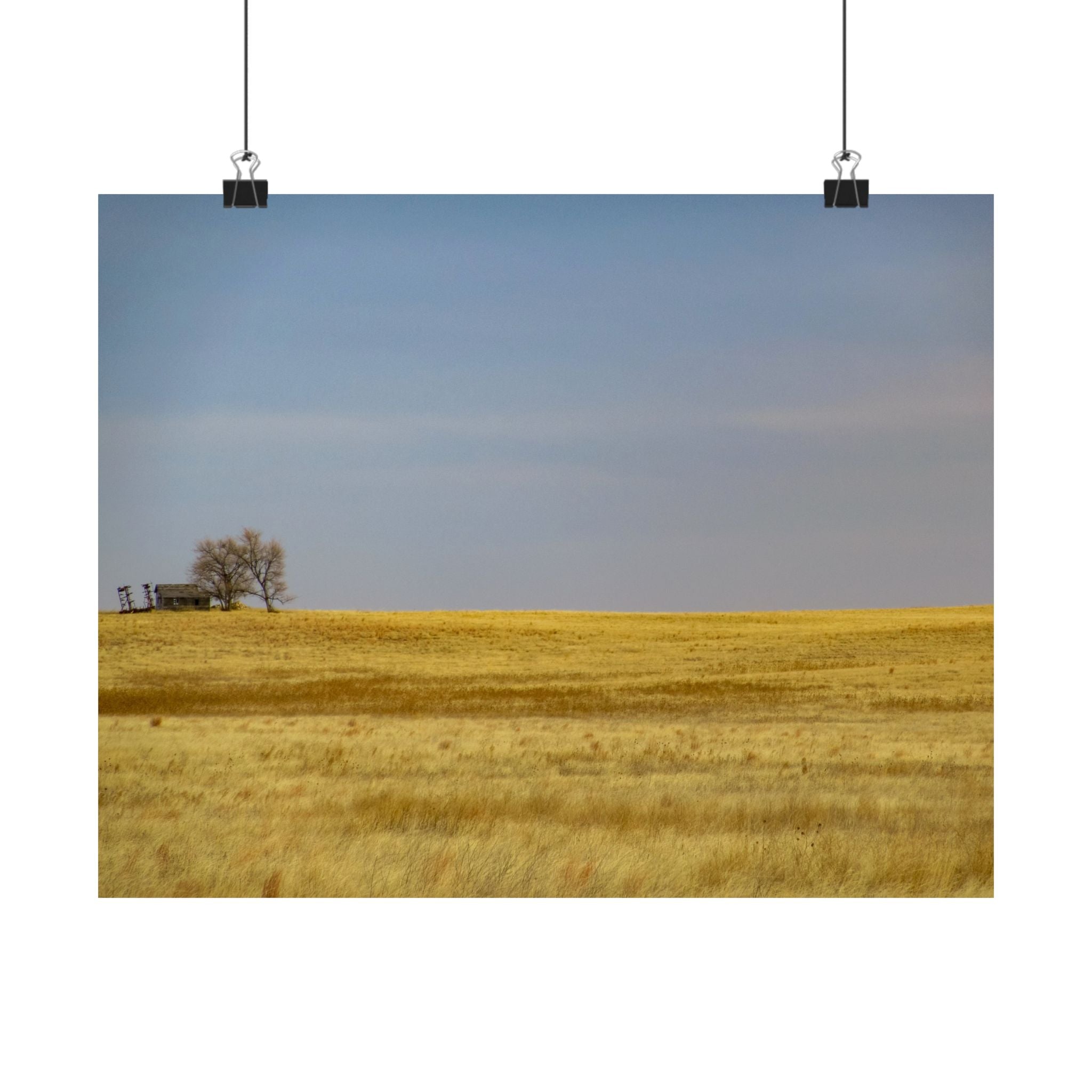 Golden Prairie Landscape Poster — Matte Horizontal Wall Art