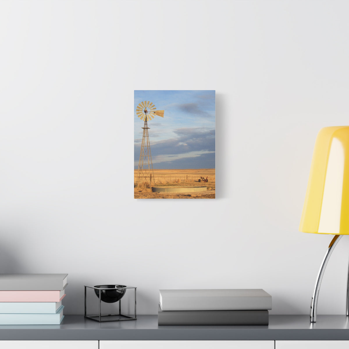 Rural Windmill Landscape Matte Canvas Wall Art — Stretched 1.25"