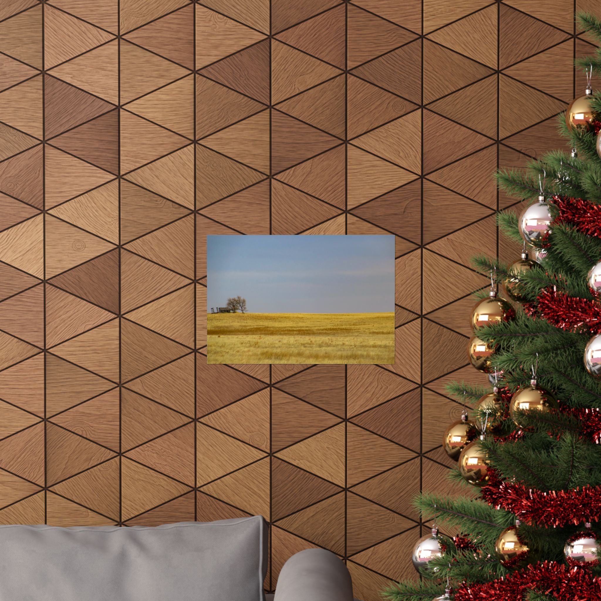 Golden Prairie Landscape Poster — Matte Horizontal Wall Art
