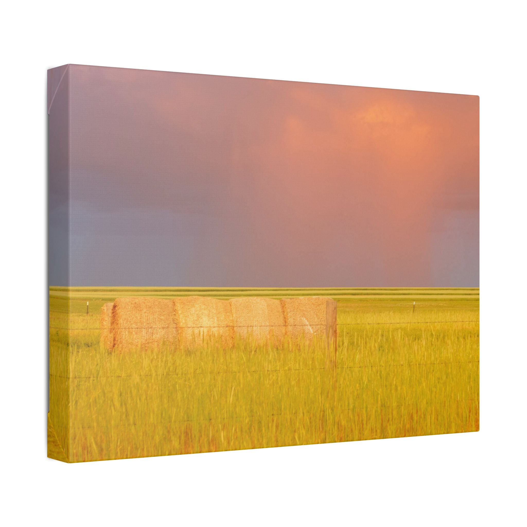 Prairie Clouds Canvas Print — Golden Field with Rolling Western Clouds