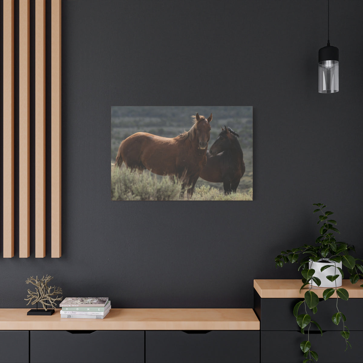 Wild Mustang Canvas Print — Rustic Horse Photography Stretched Matte Canvas