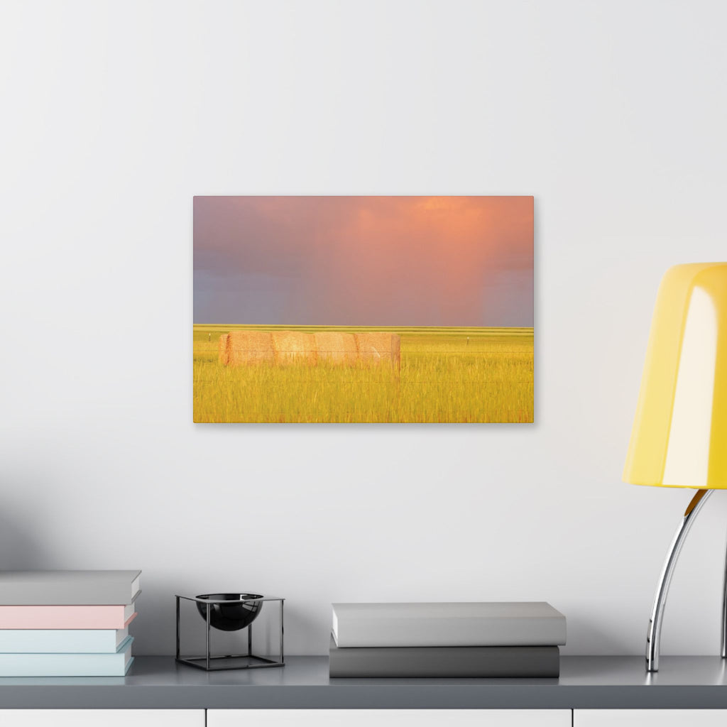 Prairie Clouds Canvas Print — Golden Field with Rolling Western Clouds