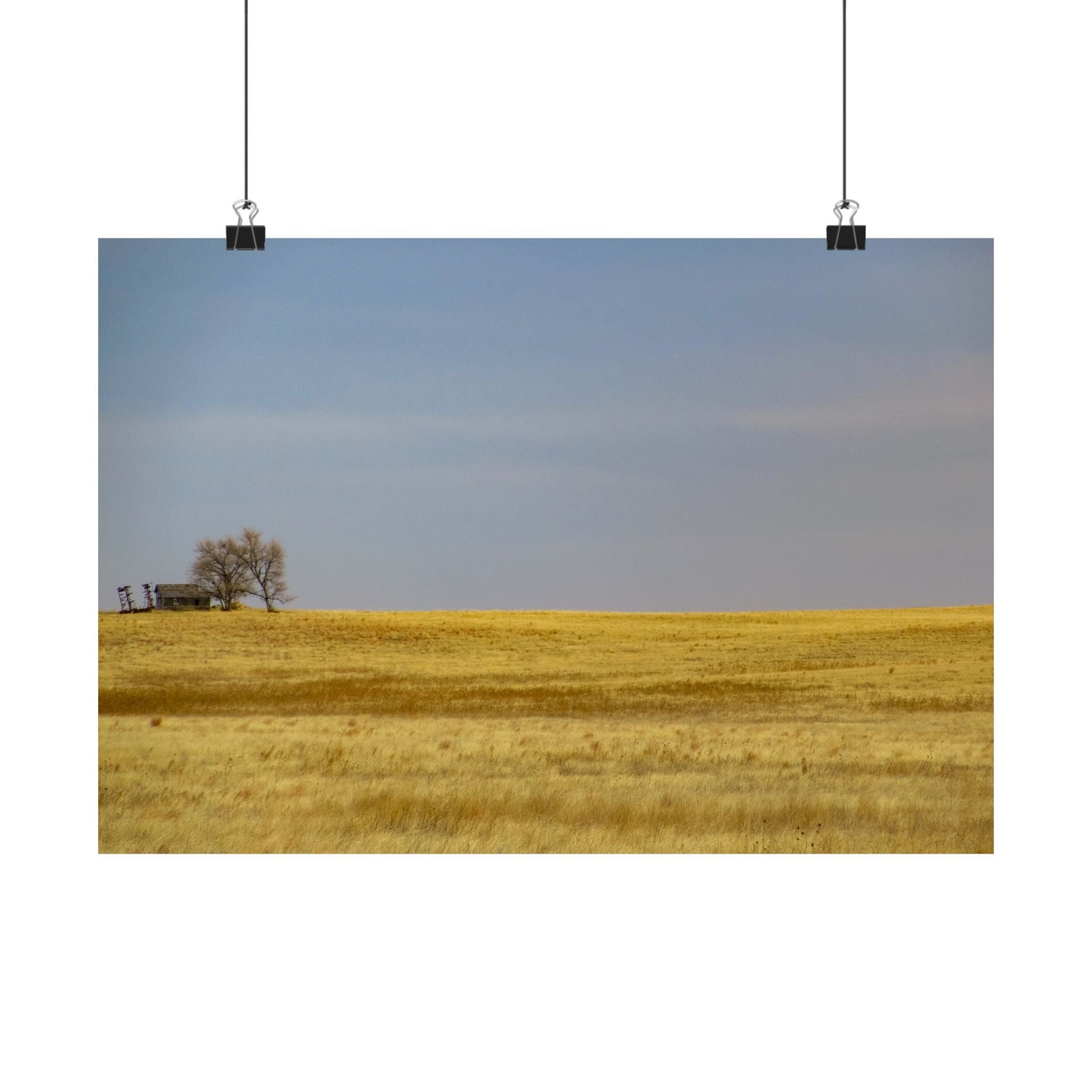 Golden Prairie Landscape Poster — Matte Horizontal Wall Art