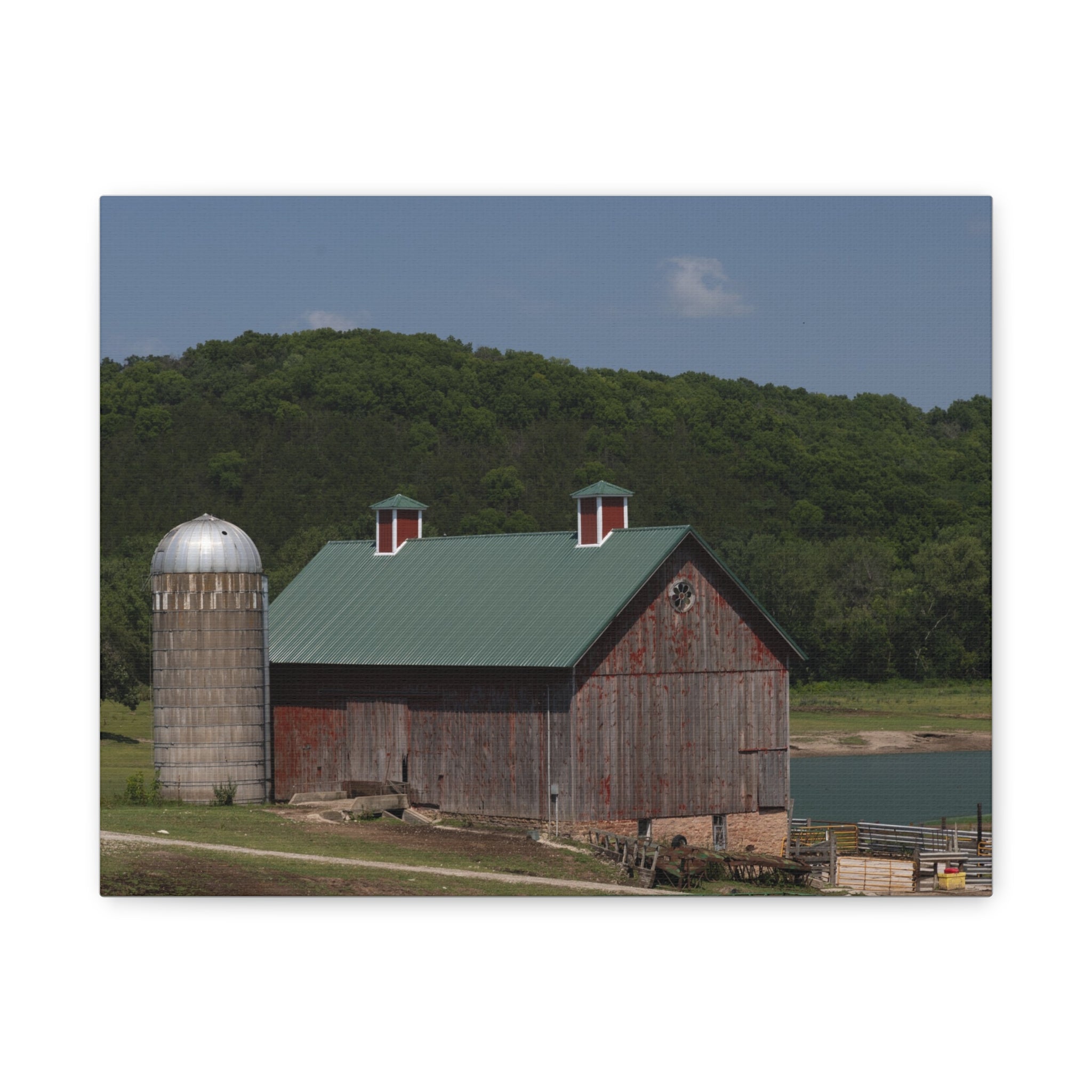 Rustic Lakeside Barn Canvas Print — Matte Stretched Wall Art