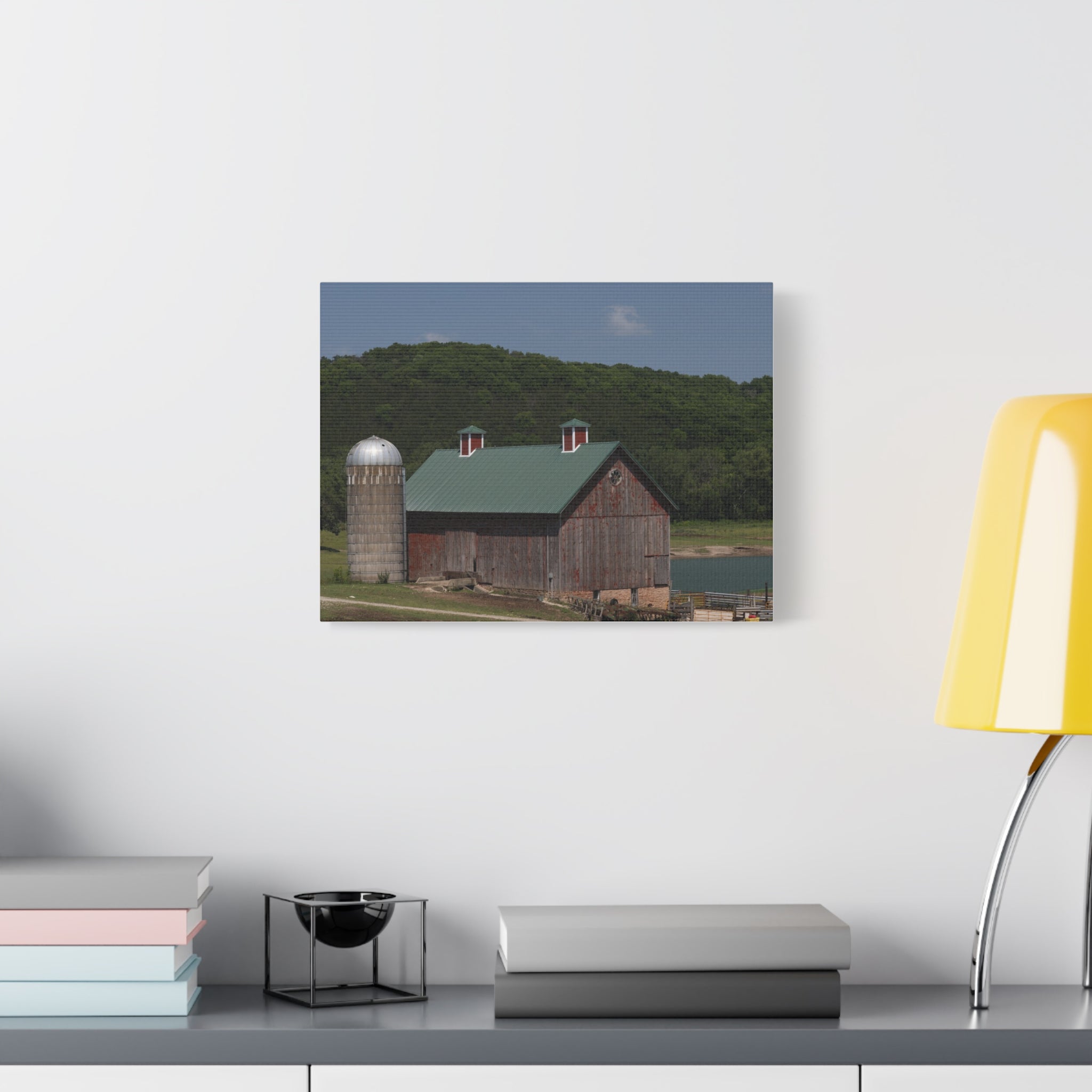 Rustic Lakeside Barn Canvas Print — Matte Stretched Wall Art