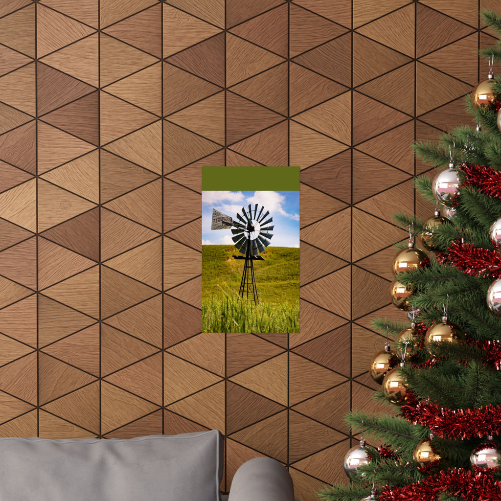 Windmill Field Matte Poster — Rustic Farmhouse Wall Art