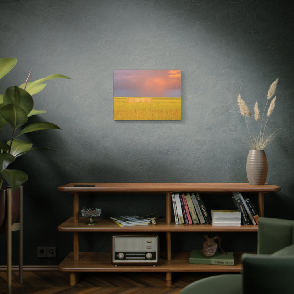 Golden Prairie Hay Bale Canvas | Matte Stretched Wall Art