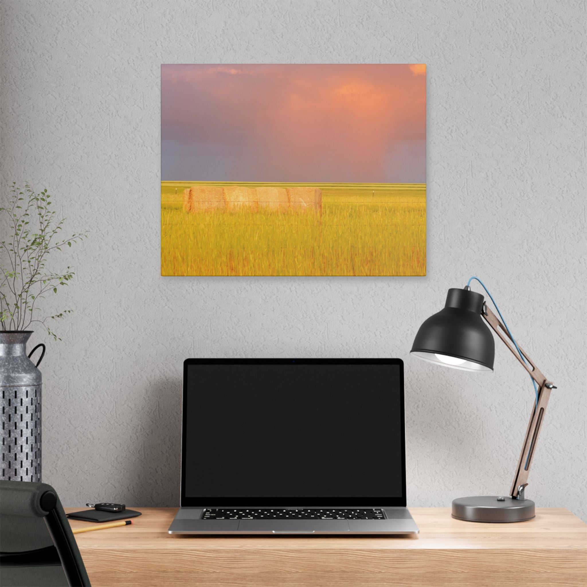 Prairie Clouds Canvas Print — Golden Field with Rolling Western Clouds