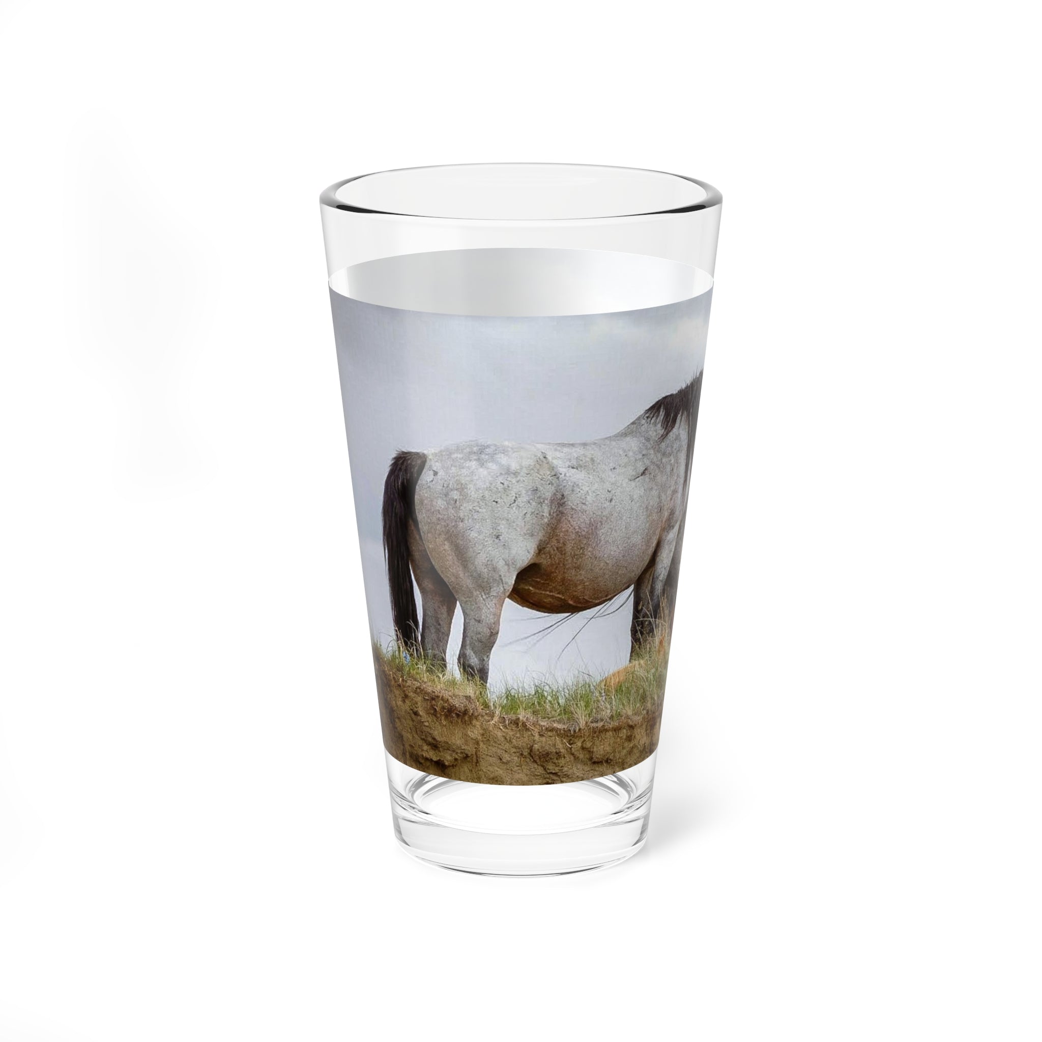 Wild Horses 16oz Mixing Glass — Scenic Mustang Print