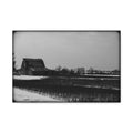 Black & White Winter Barn Matte Canvas Wall Art — Stretched 1.25"