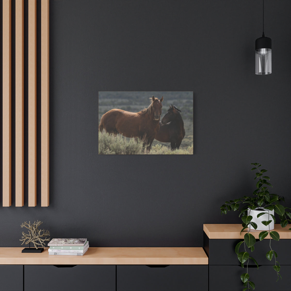 Wild Mustang Canvas Print — Rustic Horse Photography Stretched Matte Canvas