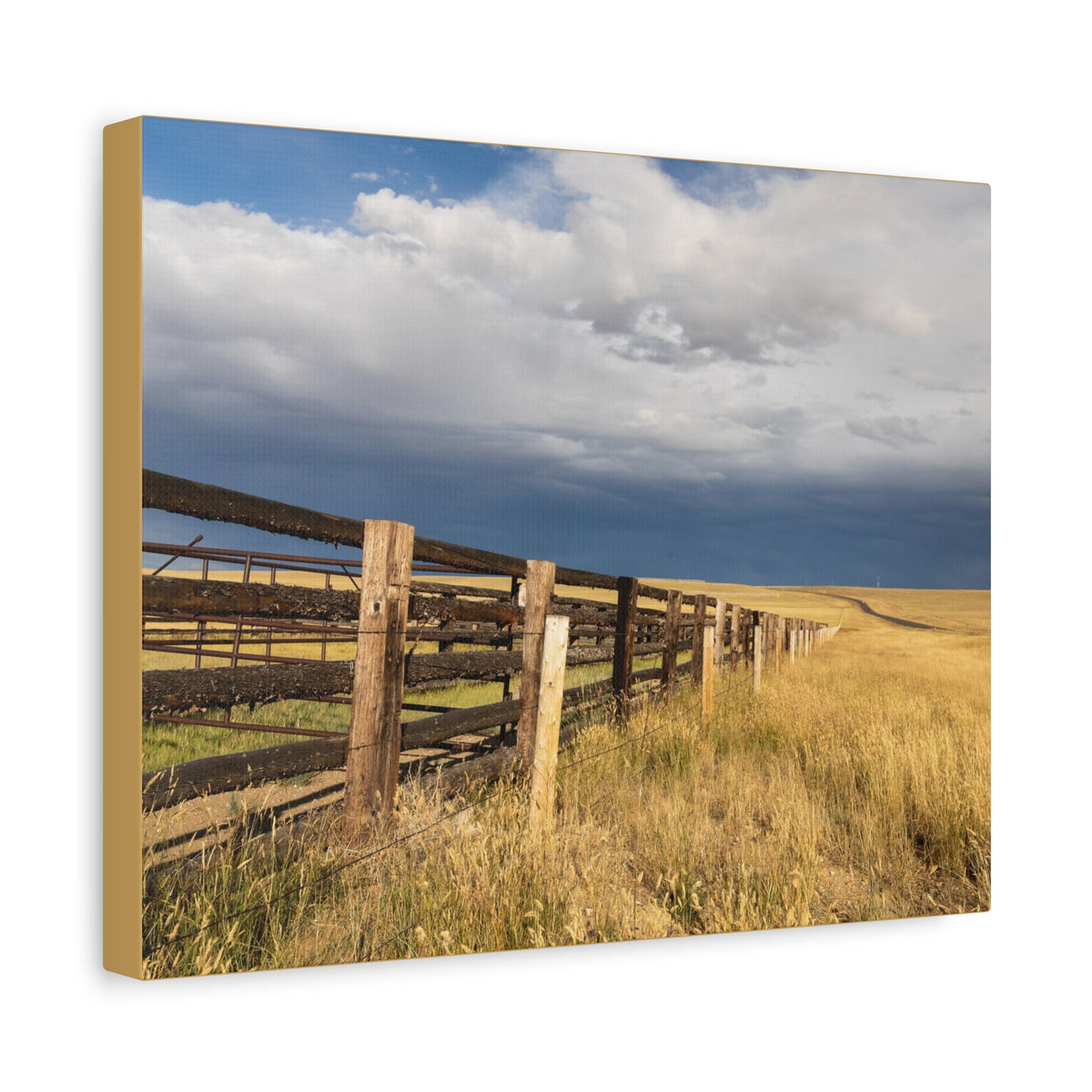Prairie Fence Landscape Canvas Print — Country Wall Art