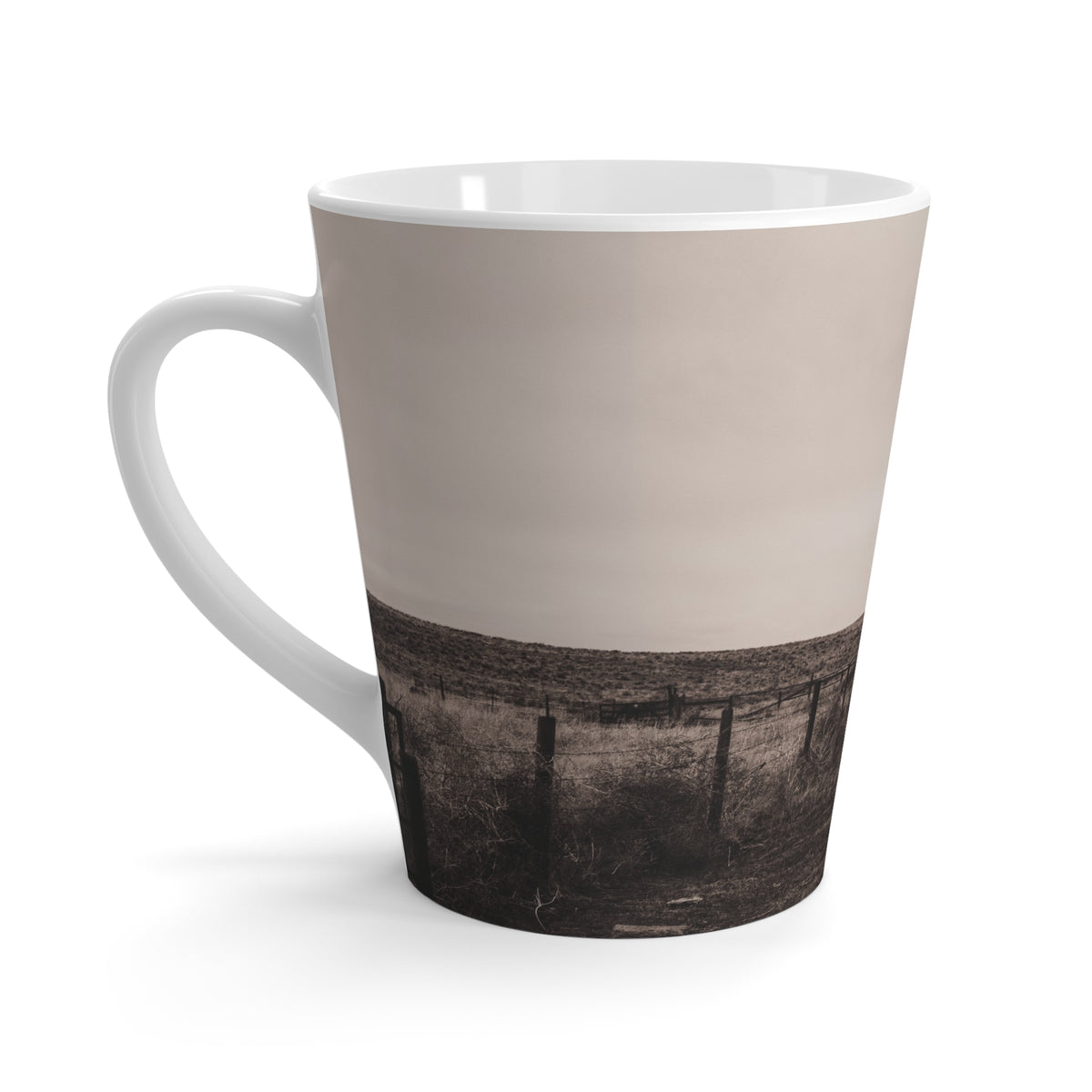 Rustic Windmill Latte Mug — Sepia Farm Landscape Coffee Cup