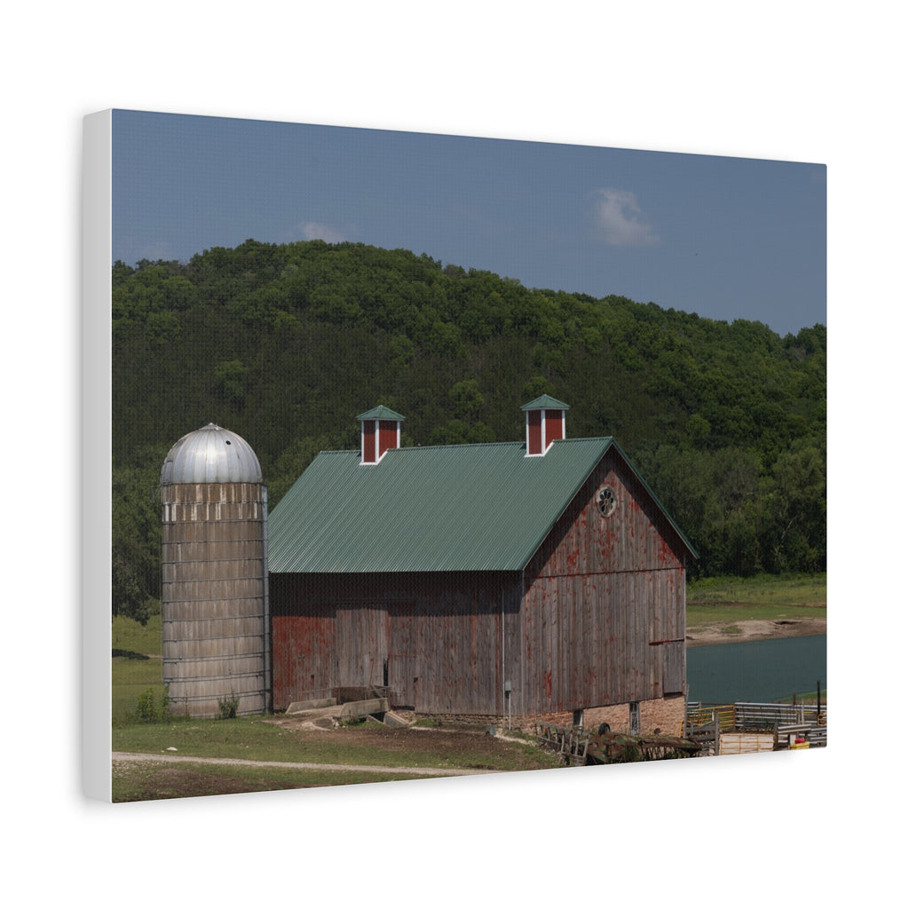 Rustic Lakeside Barn Canvas Print — Matte Stretched Wall Art