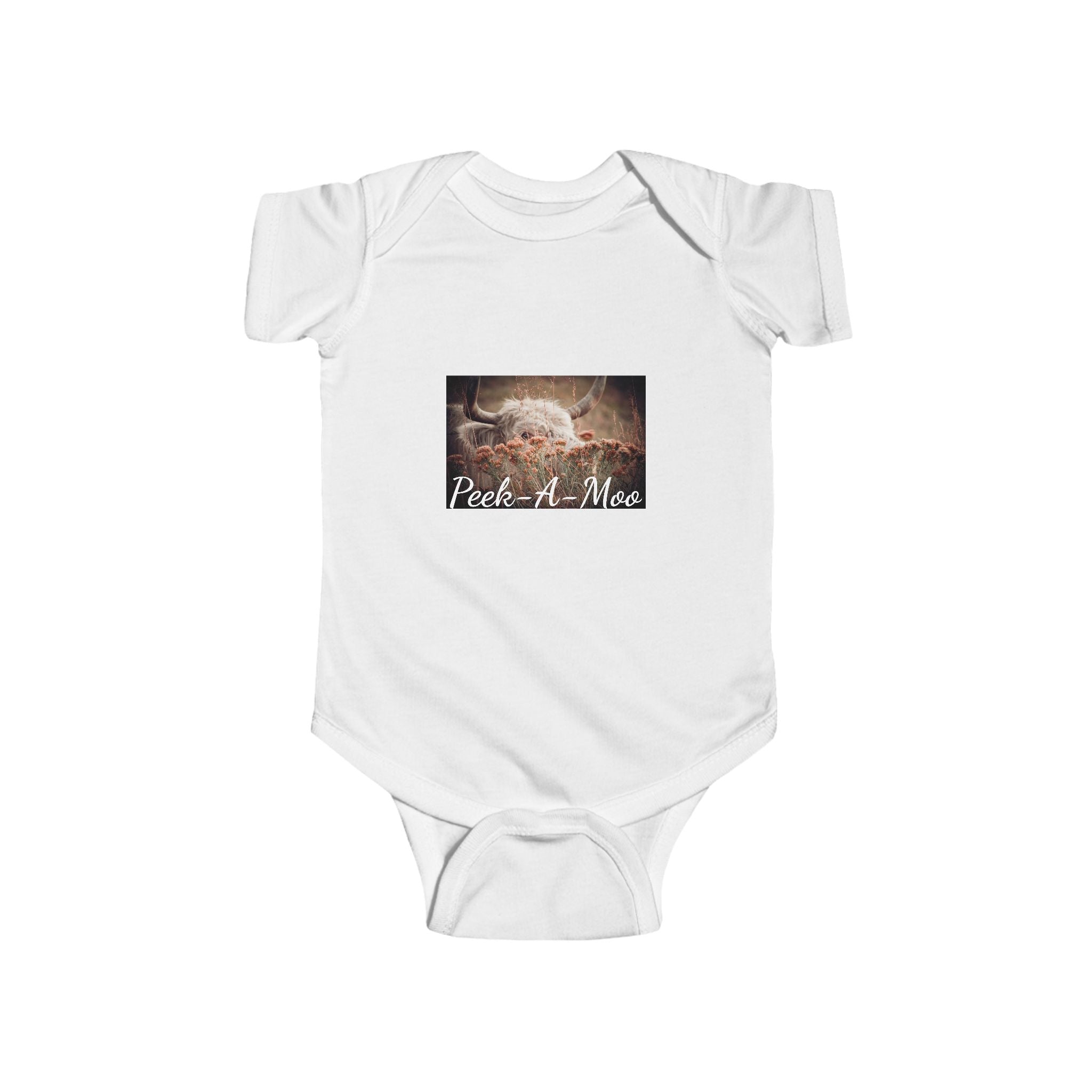 Infant Bodysuit - Peek-a-Moo Cow Photo Baby Onesie (Newborn Gift)
