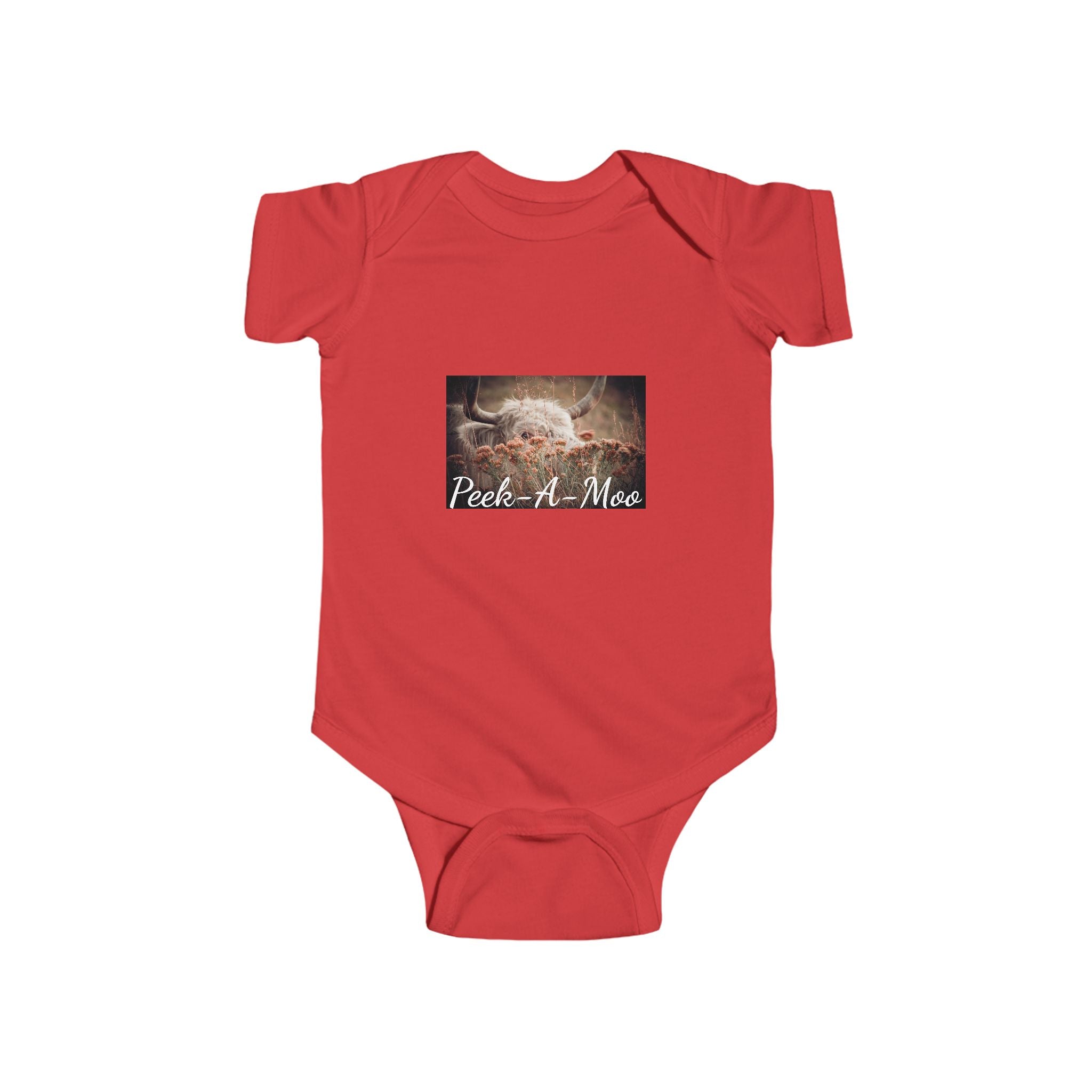 Infant Bodysuit - Peek-a-Moo Cow Photo Baby Onesie (Newborn Gift)