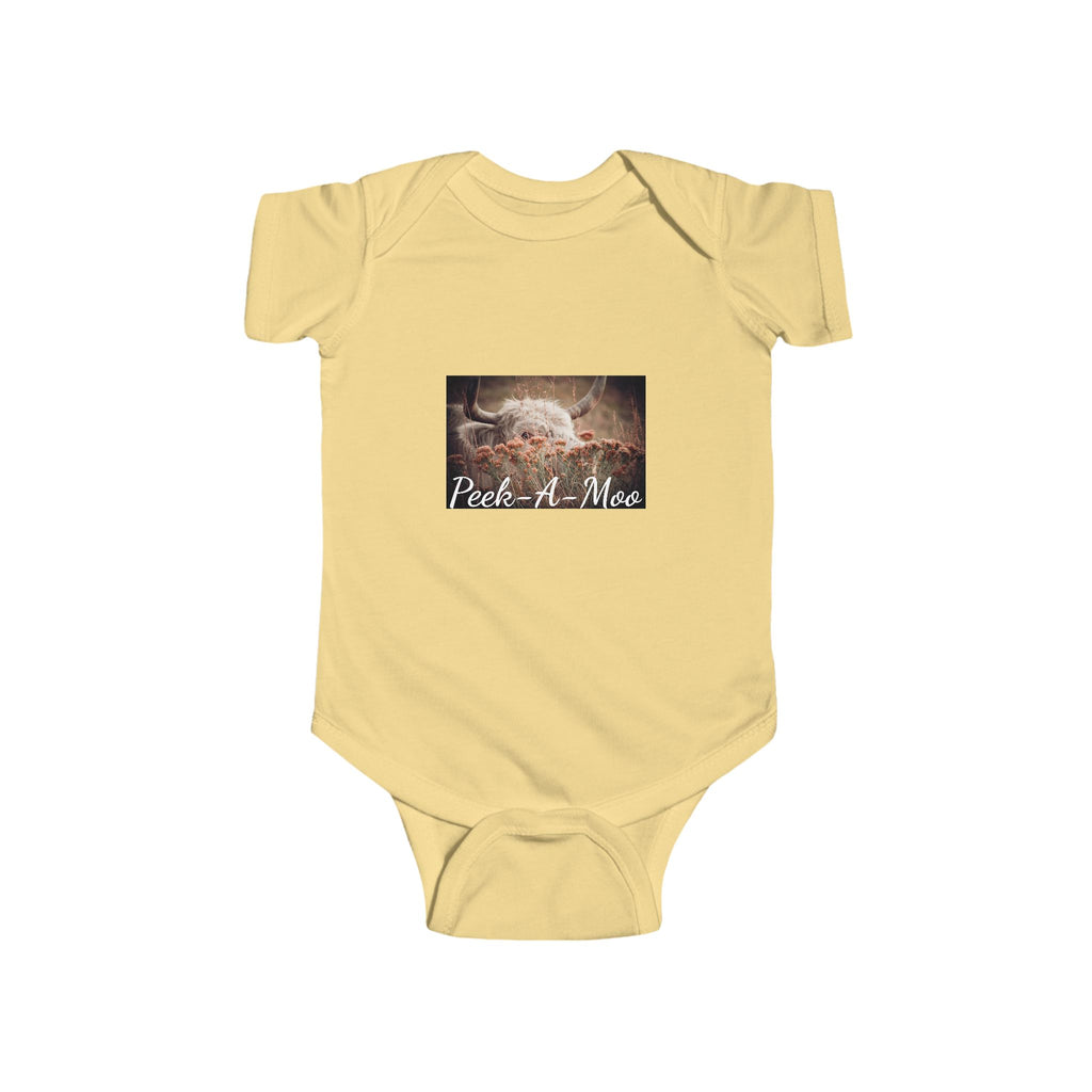 Infant Bodysuit - Peek-a-Moo Cow Photo Baby Onesie (Newborn Gift)