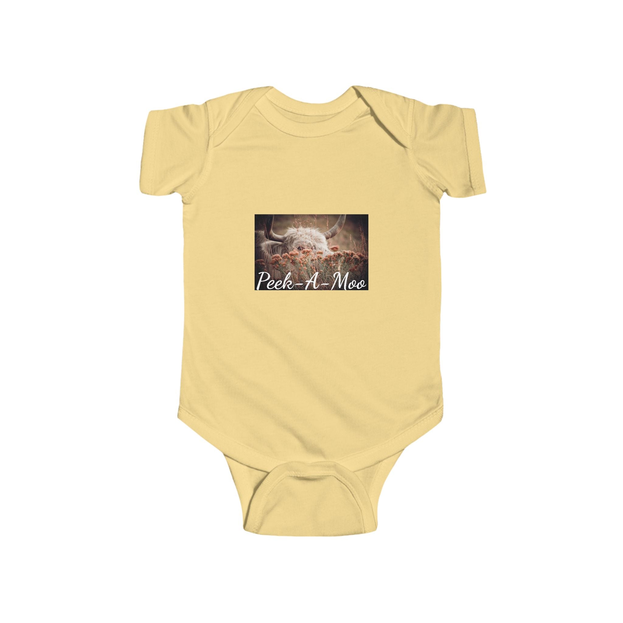 Infant Bodysuit - Peek-a-Moo Cow Photo Baby Onesie (Newborn Gift)