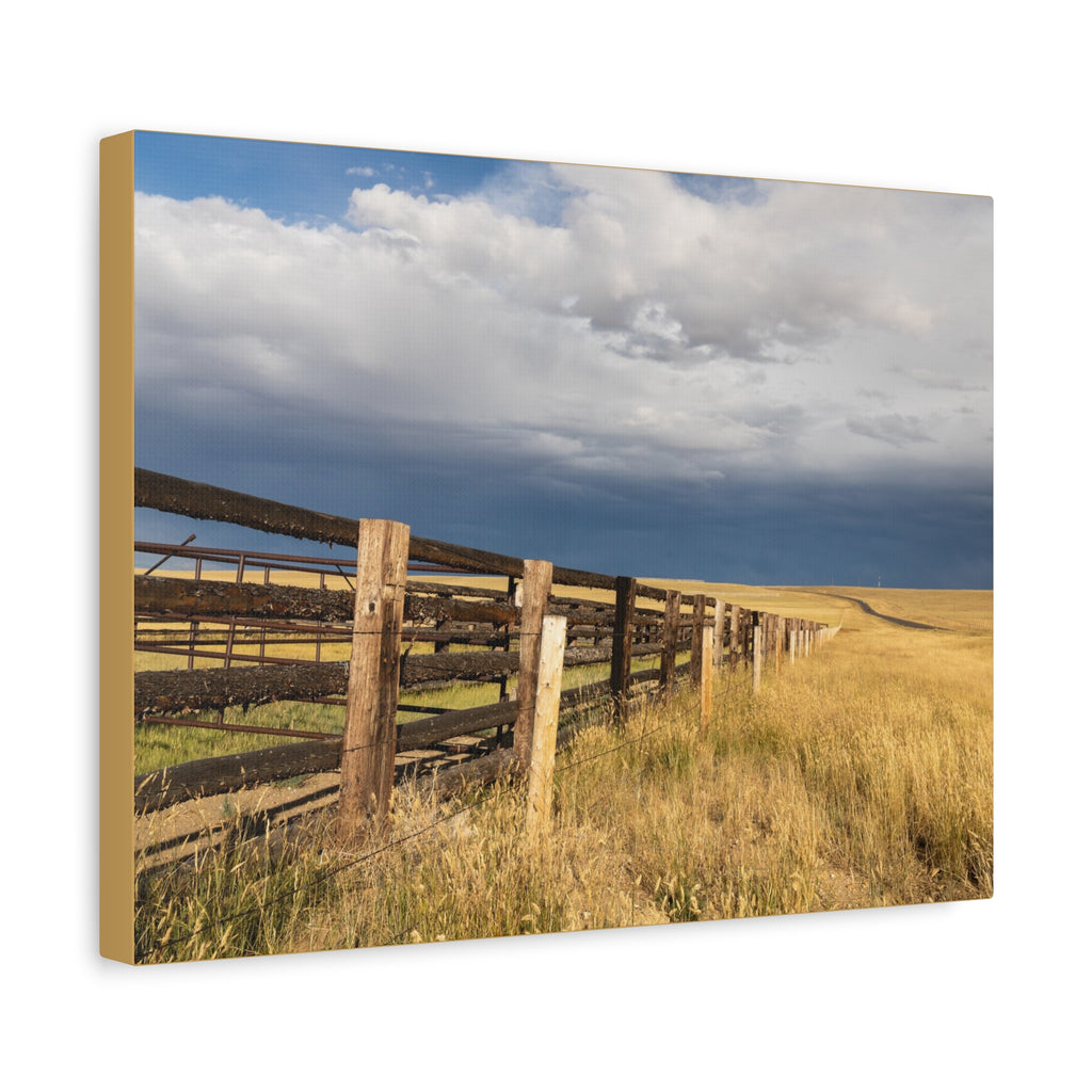 Prairie Fence Landscape Canvas Print — Country Wall Art