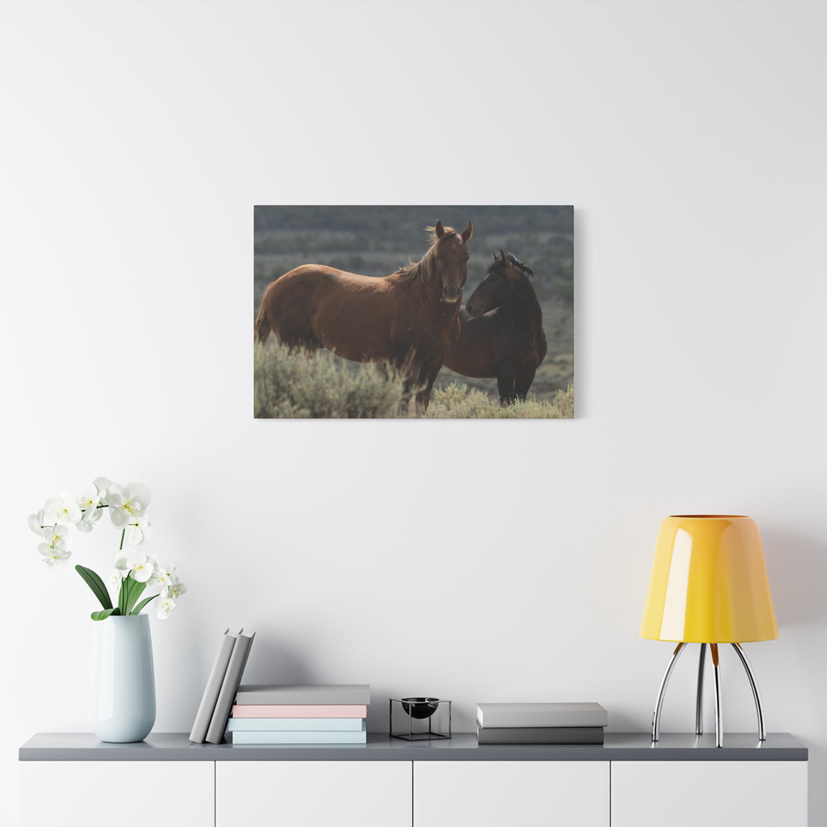 Wild Mustang Canvas Print — Rustic Horse Photography Stretched Matte Canvas