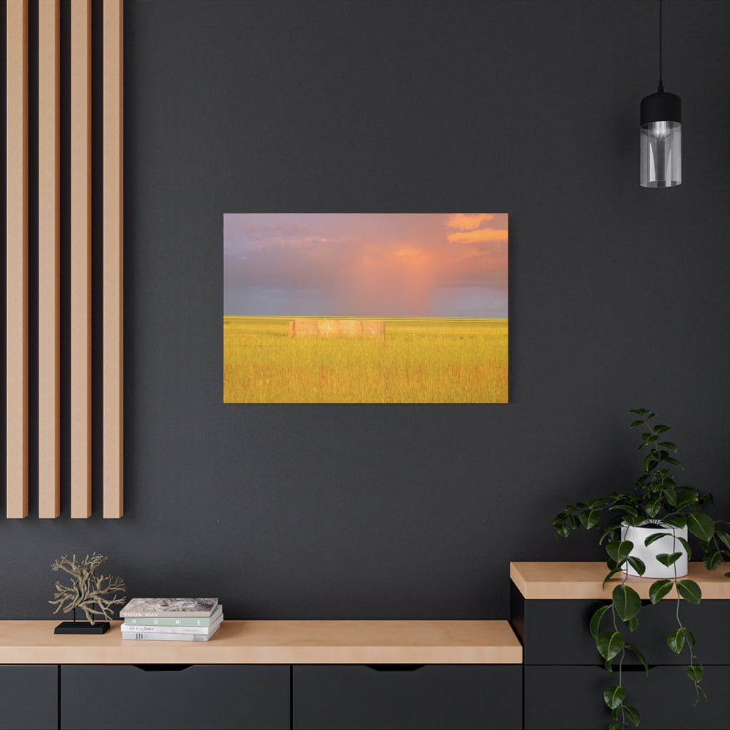Golden Prairie Hay Bale Canvas | Matte Stretched Wall Art