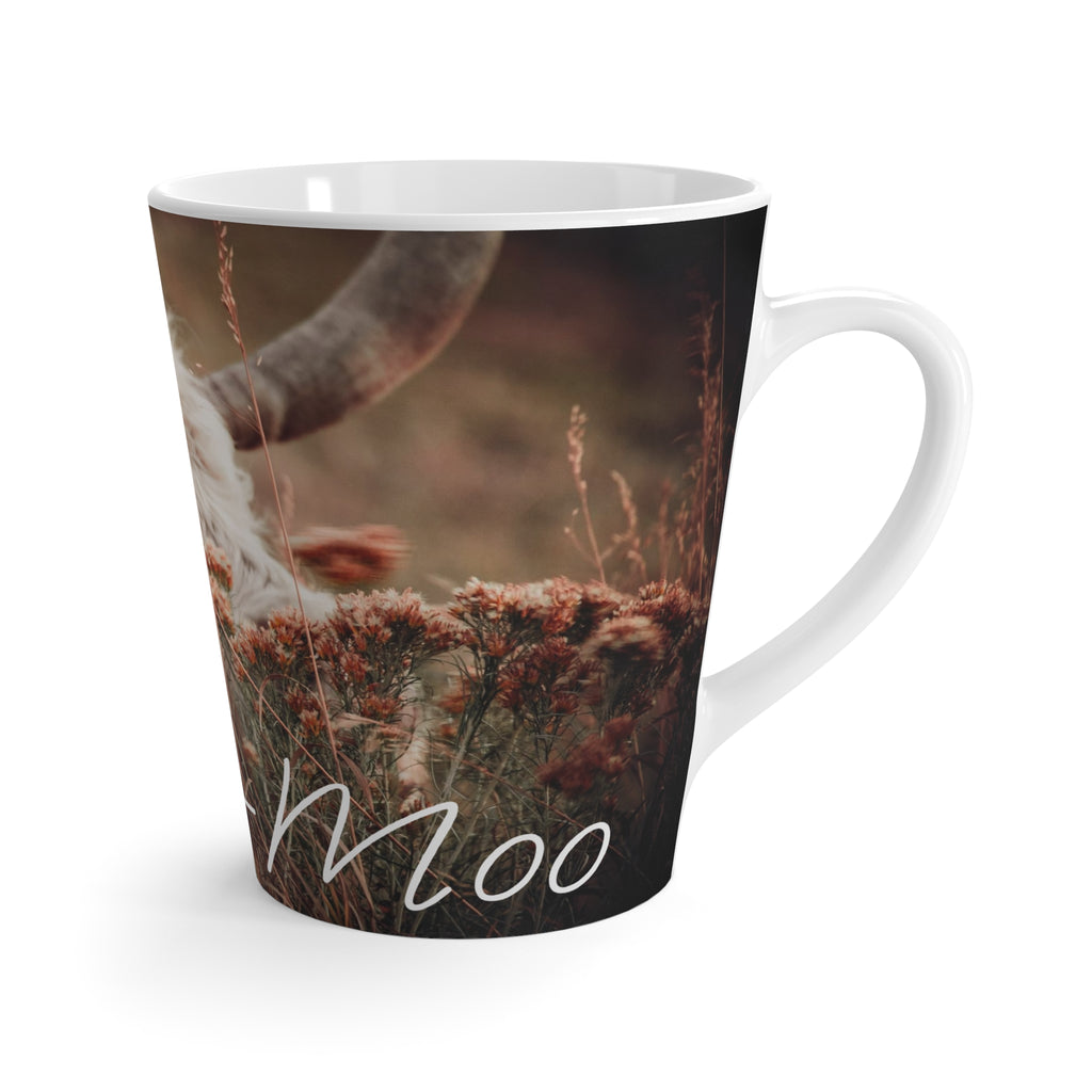 Latte Mug - Cow Peering Through Flowers