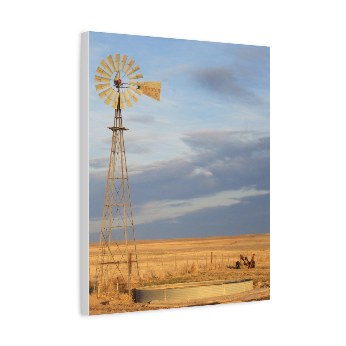 Rural Windmill Landscape Matte Canvas Wall Art — Stretched 1.25"