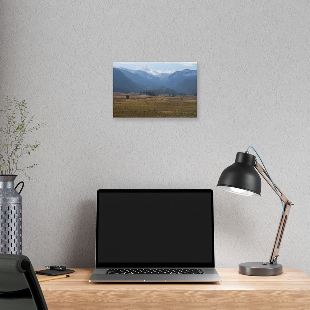 Mountain Valley Landscape Canvas Print — 'Elk in the Foreground' Stretched Wall Art