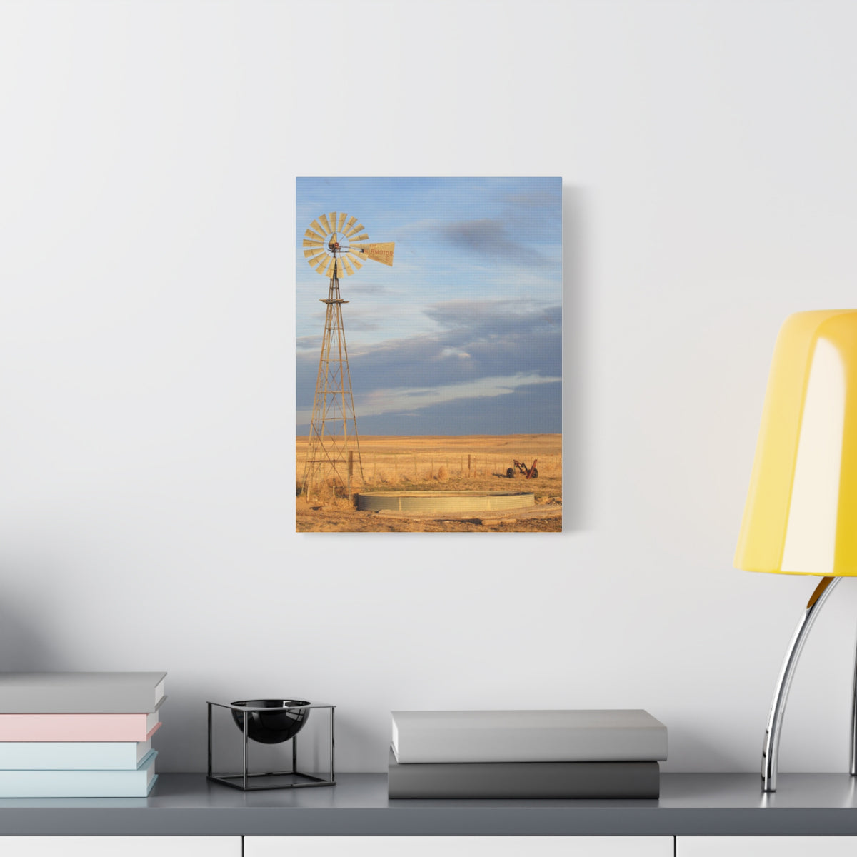 Rural Windmill Landscape Matte Canvas Wall Art — Stretched 1.25"