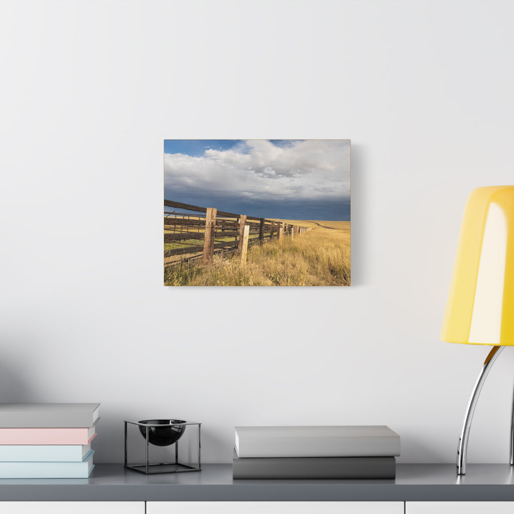 Prairie Fence Landscape Canvas Print — Country Wall Art